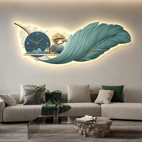 Large Feather LED Wall Clock