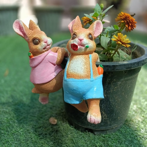 Set of 2 rabbit side pot hanging