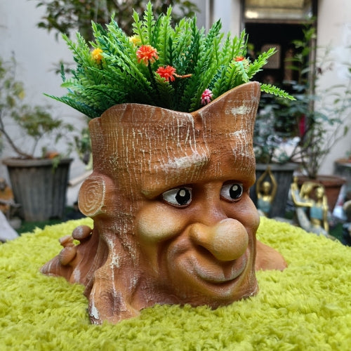 Tree face bark planter
