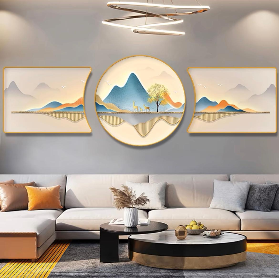 Golden Mountain Deer Metal Wall Art