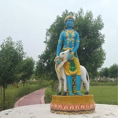 Krishna Statue With Cow & Base